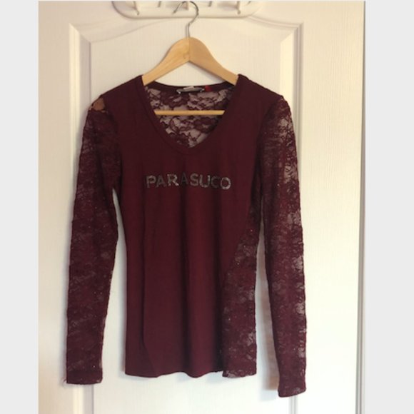 Maroon Long sleeve Parasuco t-shirt - Picture 1 of 2